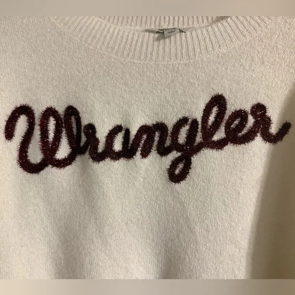 Wrangler Cream Sweater with Maroon Logo - Picture 3 of 5